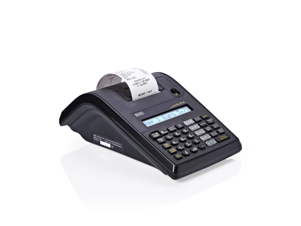 Registratore telematico Axon Aura nero con display LCD e stampante scontrini integrata