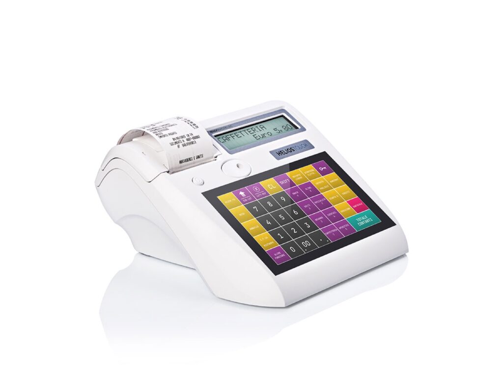 Registratore telematico Axon Helios Touch bianco con tastiera touch colorata e stampante scontrini